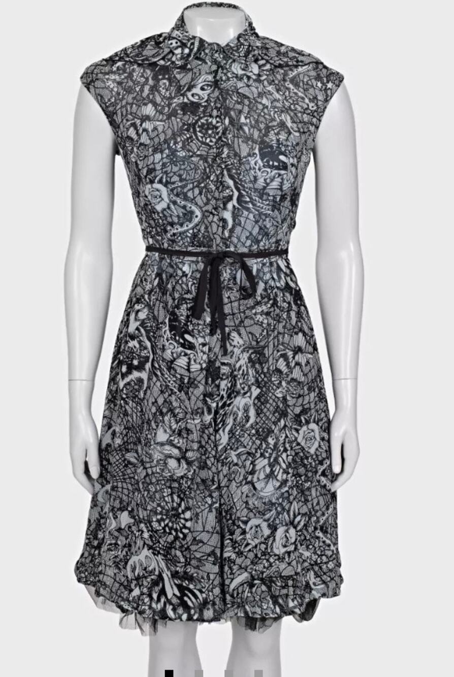 Alexander McQueen Black Silk Lace Evening Dress Sz.40